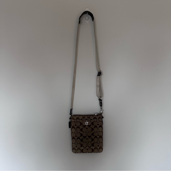 Coach Handbags - Coach Brown Signature Crossbody with Beige Strap